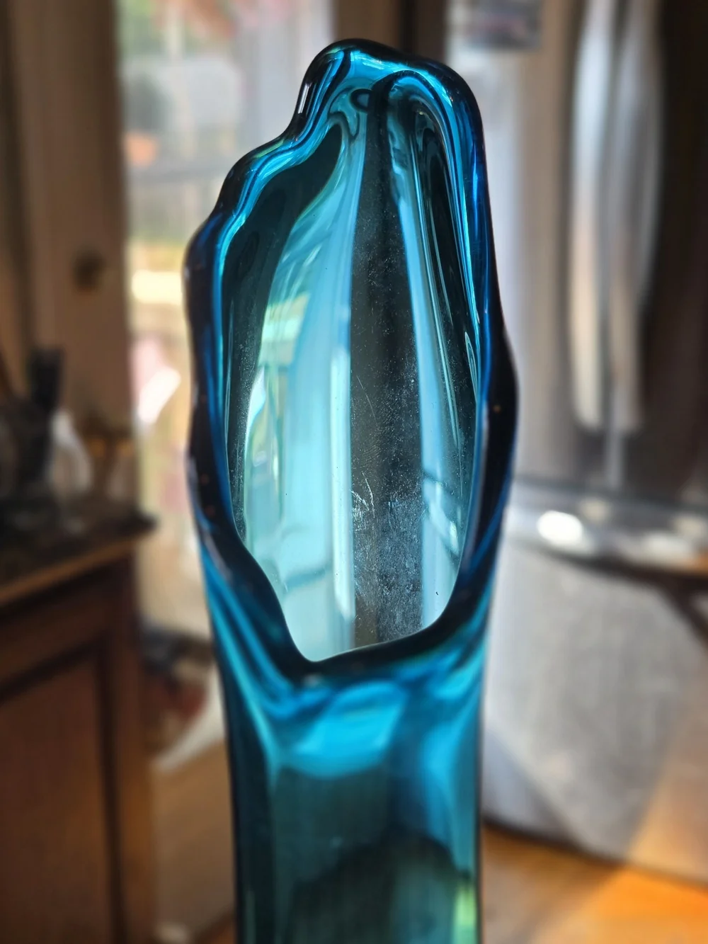 Viking Stretch Epic Blue Bluenique Pressed Glass Large Swung Vase 17 & 3/4